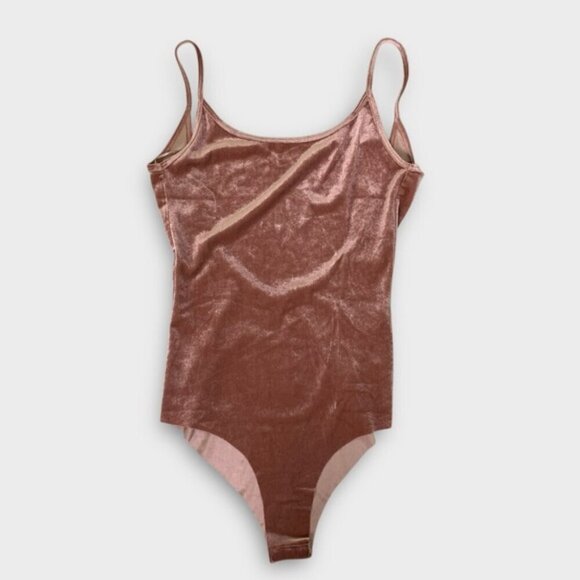 NWT Zara Velvet Bodysuit in Shimmering Rose Gold - Picture 1 of 7